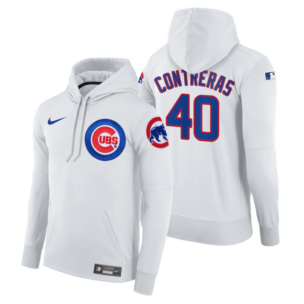 Men Chicago Cubs #40 Contreras white home hoodie 2021 MLB Nike Jerseys->chicago cubs->MLB Jersey